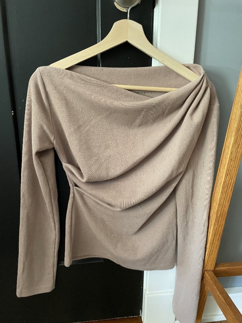 Beige Asymmetrical Knit Top